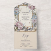 ヴィンテージアールヌーボーフローラパープル結婚ズ オールインワン招待状 (内側)