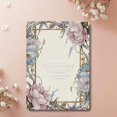 ヴィンテージアールヌーボーフローラパープル結婚ズ 箔招待状