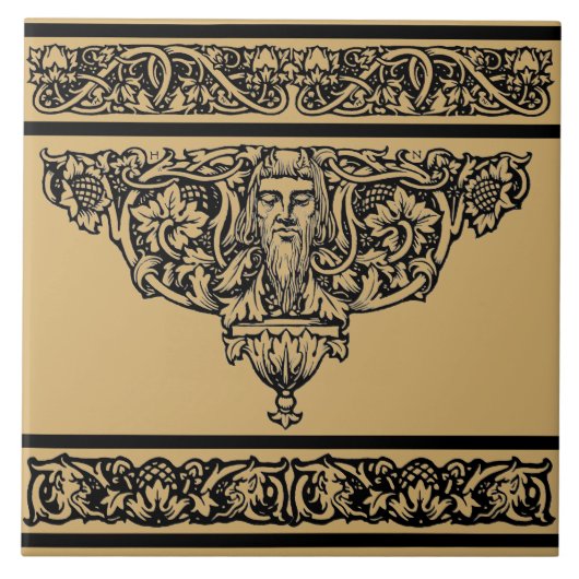 ヴィンテージアールヌーボーフローラフォーン顔 タイル (正面)