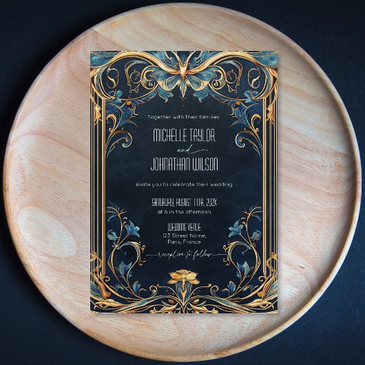 ヴィンテージアールヌーボーフローラフレームアルフォンスミュシャ 招待状