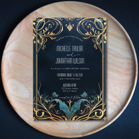 ヴィンテージアールヌーボーフローラフレームアルフォンスミュシャ 招待状