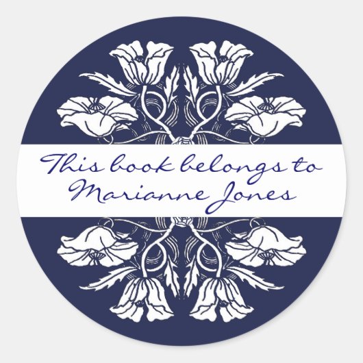 ヴィンテージアールヌーボーフローラブックプレート ラウンドシール (正面)