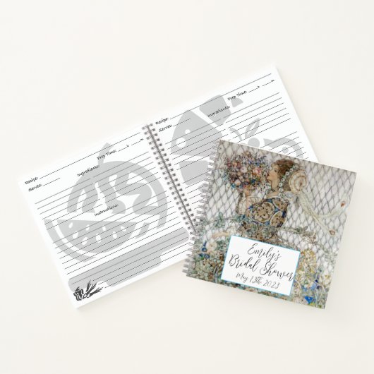 ヴィンテージアールヌーボーフローラブライダルシャワーレシピ ノートブック (内部)