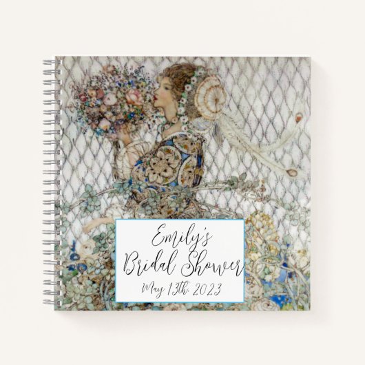 ヴィンテージアールヌーボーフローラブライダルシャワーレシピ ノートブック (正面)