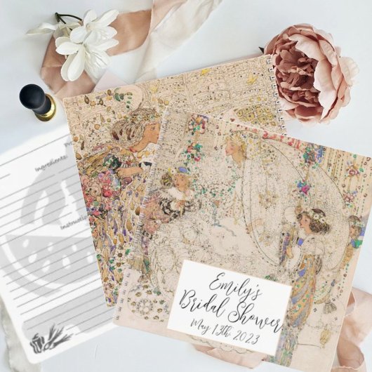 ヴィンテージアールヌーボーフローラブライダルシャワーレシピ ノートブック