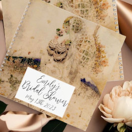 ヴィンテージアールヌーボーフローラブライダルシャワーレシピ ノートブック