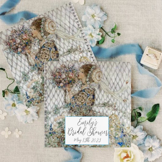 ヴィンテージアールヌーボーフローラブライダルシャワーレシピ ノートブック