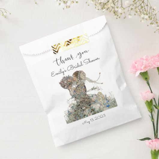 ヴィンテージアールヌーボーフローラブライダルシャワー フェイバーバッグ (封をした状態)