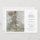 ヴィンテージアールヌーボーフローラブライダルシャワー 招待状 (正面)