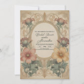 ヴィンテージアールヌーボーフローラブライダルシャワー 招待状 (正面)