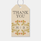 ヴィンテージアールヌーボーフローラモノグラムイニシャル ギフトタグ (正面)