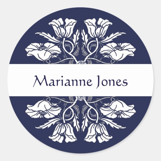 ヴィンテージアールヌーボーフローラ名ラベル ラウンドシール (正面)