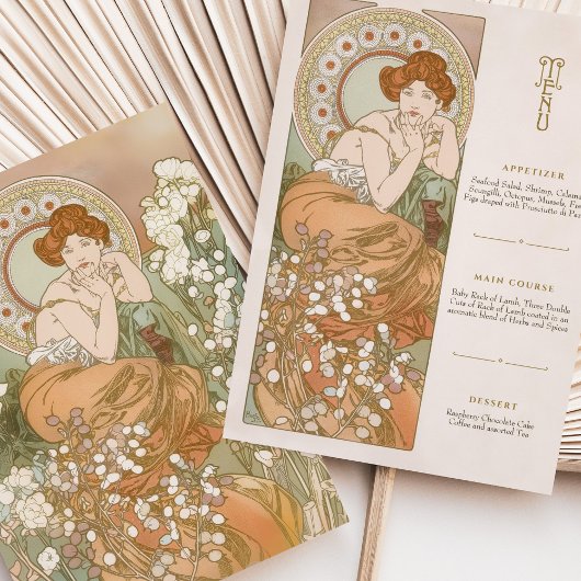 ヴィンテージアールヌーボーフローラ女神メニューカード 招待状