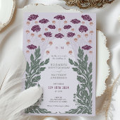 ヴィンテージアールヌーボーフローラ結婚ズラベンダー 招待状