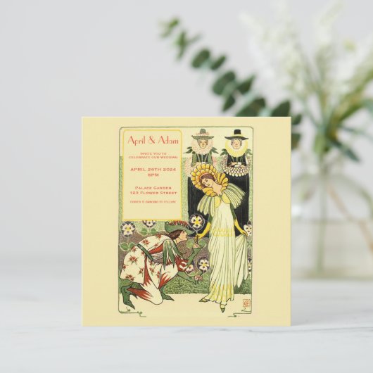 ヴィンテージアールヌーボーフローラ結婚式招待状 (スタンド正面)