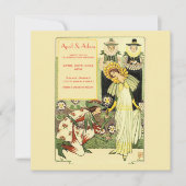 ヴィンテージアールヌーボーフローラ結婚式招待状 (正面)