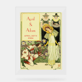 ヴィンテージアールヌーボーフローラ結婚式招待状 アクリルサイン