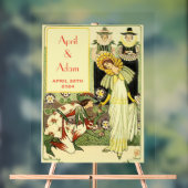 ヴィンテージアールヌーボーフローラ結婚式招待状 アクリルサイン (ニュートラル)