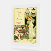 ヴィンテージアールヌーボーフローラ結婚式招待状 アクリルサイン (傾斜)