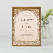 ヴィンテージアールヌーボーフローラ結婚式招待状 招待状 (スタンド正面)