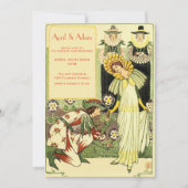 ヴィンテージアールヌーボーフローラ結婚式招待状 招待状 (正面)