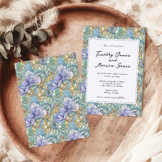 ヴィンテージアールヌーボーフローラ結婚手書き 招待状