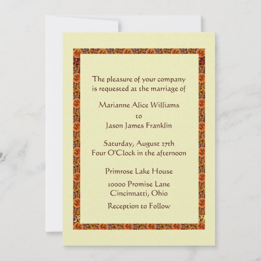 ヴィンテージアールヌーボーブライド結婚式招待状 招待状 (裏面)