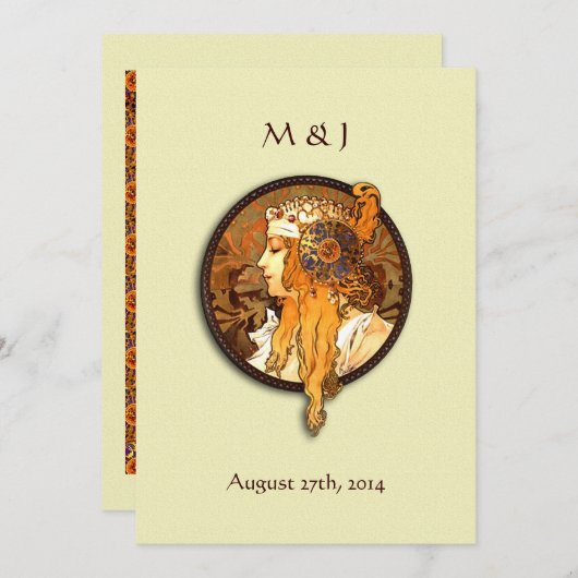 ヴィンテージアールヌーボーブライド結婚式招待状 招待状 (正面/裏面)