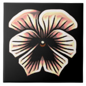 ヴィンテージアールヌーボーブラックパンジー花飾り タイル (正面)