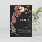 ヴィンテージアールヌーボーブラックフローラブライダルシャワー 招待状 (スタンド正面)