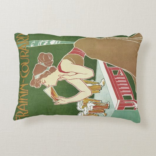 ヴィンテージアールヌーボーブラッスリーフレイキンコートビール アクセントクッション (裏面)