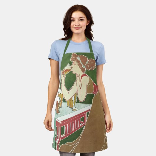 ヴィンテージアールヌーボーブラッスリーフレイキンコートビール エプロン (着用した状態)