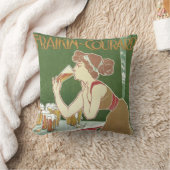 ヴィンテージアールヌーボーブラッスリーフレイキンコートビール クッション (ブランケット)