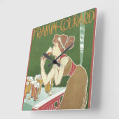 ヴィンテージアールヌーボーブラッスリーフレイキンコートビール スクエア壁時計 (傾斜)