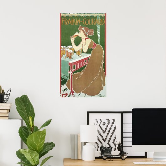 ヴィンテージアールヌーボーブラッスリーフレイキンコートビール ポスター (ホームオフィス)