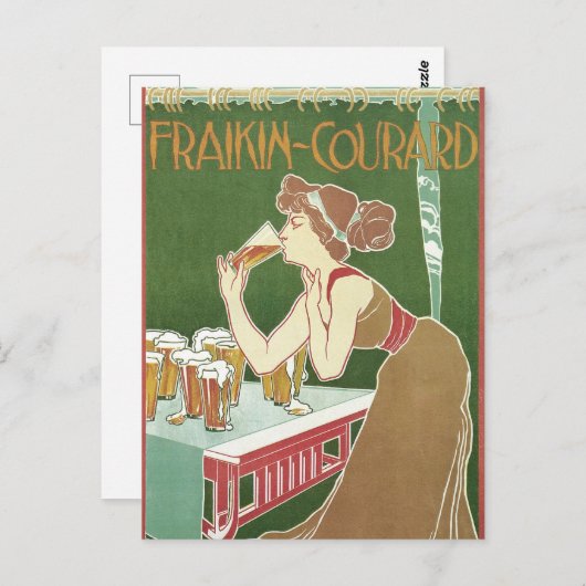 ヴィンテージアールヌーボーブラッスリーフレイキンコートビール ポストカード (正面/裏面)
