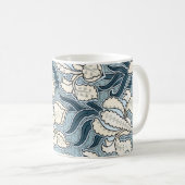 ヴィンテージアールヌーボーブルーガーデンアイリスフラワー コーヒーマグカップ (正面右)