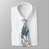 ヴィンテージアールヌーボーブルーガーデンアイリスフラワー ネクタイ (タイ)