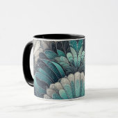 ヴィンテージアールヌーボーブルーシルバーファン マグカップ (正面左)