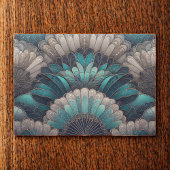 ヴィンテージアールヌーボーブルーシルバーファン 薄葉紙