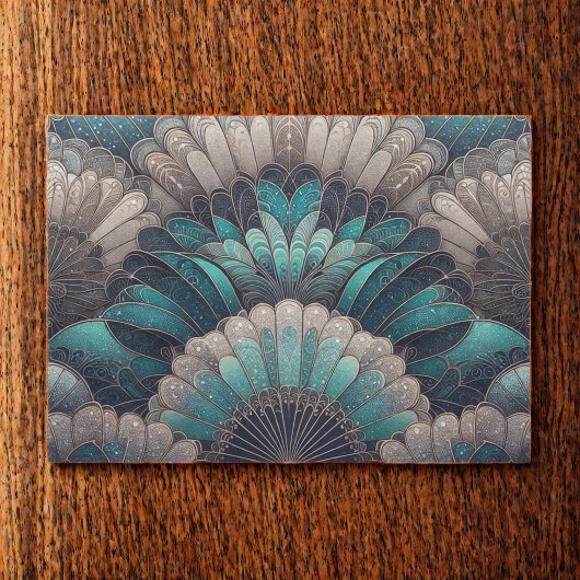 ヴィンテージアールヌーボーブルーシルバーファン 薄葉紙