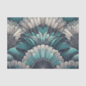 ヴィンテージアールヌーボーブルーシルバーファン 薄葉紙 (正面)