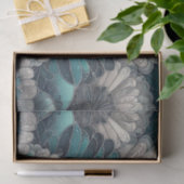 ヴィンテージアールヌーボーブルーシルバーファン 薄葉紙 (ギフト)