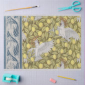 ヴィンテージアールヌーボーブルーフィッシュ、コカトゥーとレモン 薄葉紙 (クラフト)