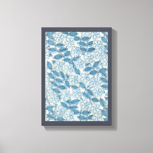 ヴィンテージアールヌーボーペリウィンクル花in庭 キャンバスプリント (正面)