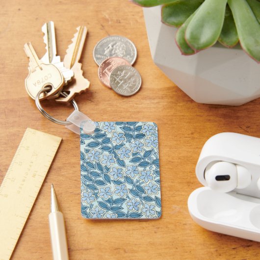 ヴィンテージアールヌーボーペリウィンクル花in庭 キーホルダー (デスク)