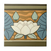 ヴィンテージアールヌーボーホワイトリリーフリーズバイヴェルヌイユ タイル (正面)