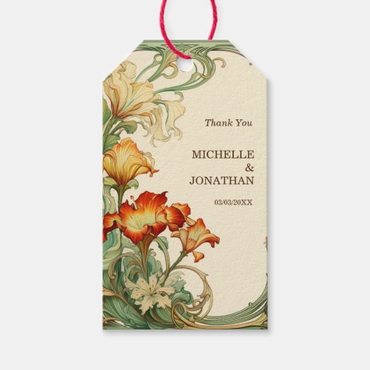 ヴィンテージアールヌーボーボタニカルミュシャサンキュー ギフトタグ (正面)