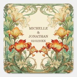 ヴィンテージアールヌーボーボタニカルミュシャサンキュー スクエアシール