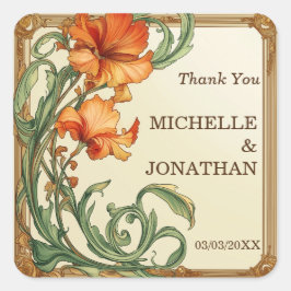 ヴィンテージアールヌーボーボタニカルミュシャサンキュー スクエアシール